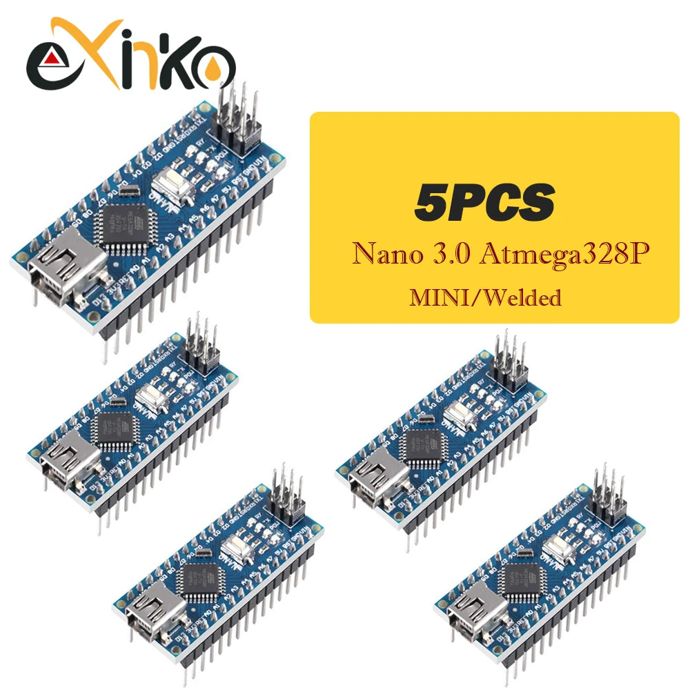 Placa Nano 3.0 (ATMEGA328P, 16MHz, CH340) con Bootloader (Puerto Mini/Tipo C/Micro USB) para Arduino (1-10 Unidades)