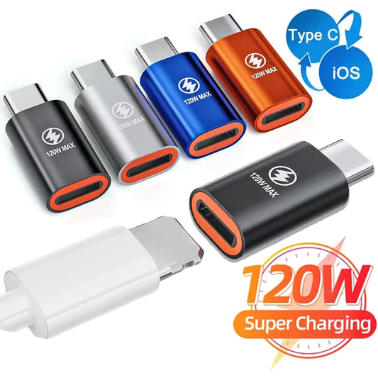 Lote 1-3 Pcs Adaptador Convertidor Carga Rápida PD 120W Lightning Hembra a USB-C Macho para iPhone 15/14/13/iPad/Samsung