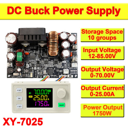 Módulo Fuente Alimentación CNC XY7025 Buck CC/CV 70V 25A 1750W Tensión/Corriente Constante Step-Down