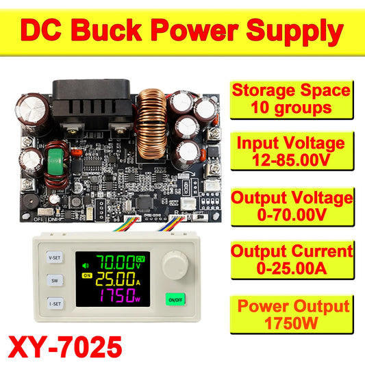 Módulo Fuente Alimentación CNC XY7025 Buck CC/CV 70V 25A 1750W Tensión/Corriente Constante Step-Down