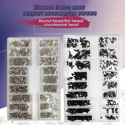 Set Mini Tornillos Acero Inoxidable 18 Tamaños para Reloj/Gafas/Electrónica Accesorio Reparación (500 Piezas)
