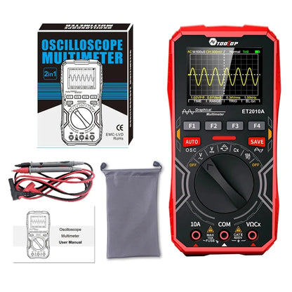 Osciloscopio y Multímetro Digital 2 en 1 Tooltop ET2010A (1MHz, 2.5MSps) Portátil
