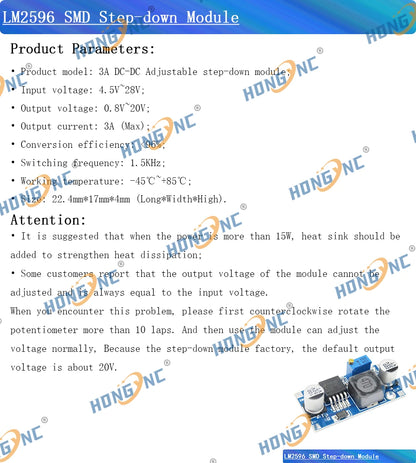 Módulo Fuente Alimentación Step-Down LM2596 SMD DC-DC 3A Ajustable 24V/12V/5V/3V