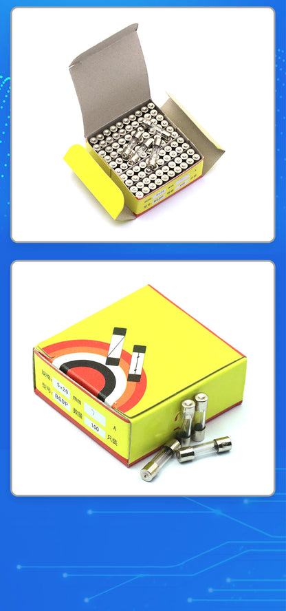 100Pcs Set 5x20mm Quick Blow Glass Tube Fuse Assorted ,Fast-blow Glass Fuses