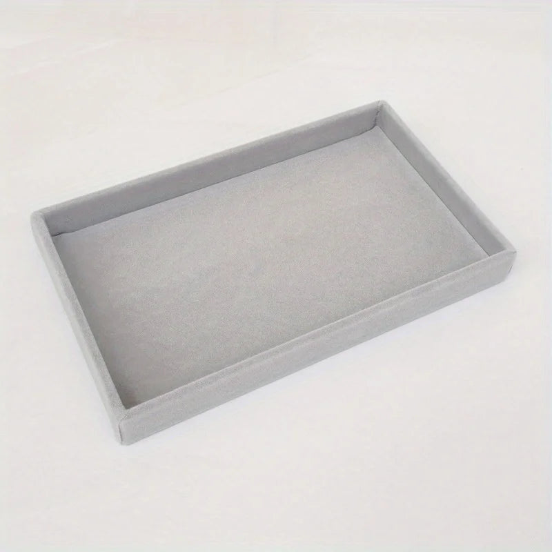 Bandeja Exhibidora Terciopelo para Joyería (Soporte Anillos/Pendientes/Collares Portátil) Caja Organizadora Almacenamiento