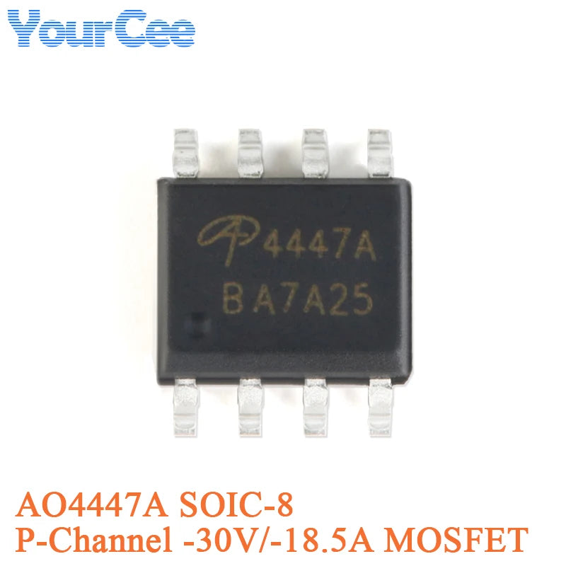 MOSFET Canal-P AO4407A SMD SOIC-8 30V 12A (Opciones AO44xx disponibles) - Lote 5/20 Piezas