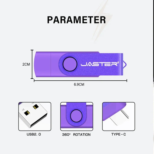 Memoria USB Flash Drive Pendrive Tipo C (32GB/64GB/128GB) con Llavero Regalo Empresarial