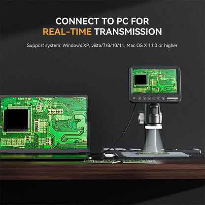 ELIKLIV ERM101 1600X 7" IPS Screen Digital Microscope for Electronics Soldering Microscope With 600℃ Heat Insulation Pad 32G