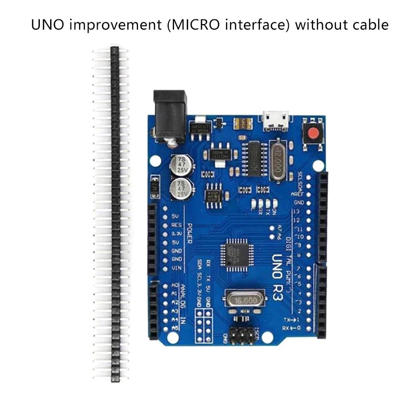Placa Desarrollo WWZMDiB UNO R3 (ATmega328P) compatible Arduino IDE con Cable USB y Header Pines Rectos 2.54mm