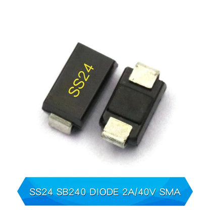 Diodo Schottky SMD (SS12/SS14/SS24/SS26/SS34/SS36/SS54/SS110/SS2200, SMA) (20 Unidades)