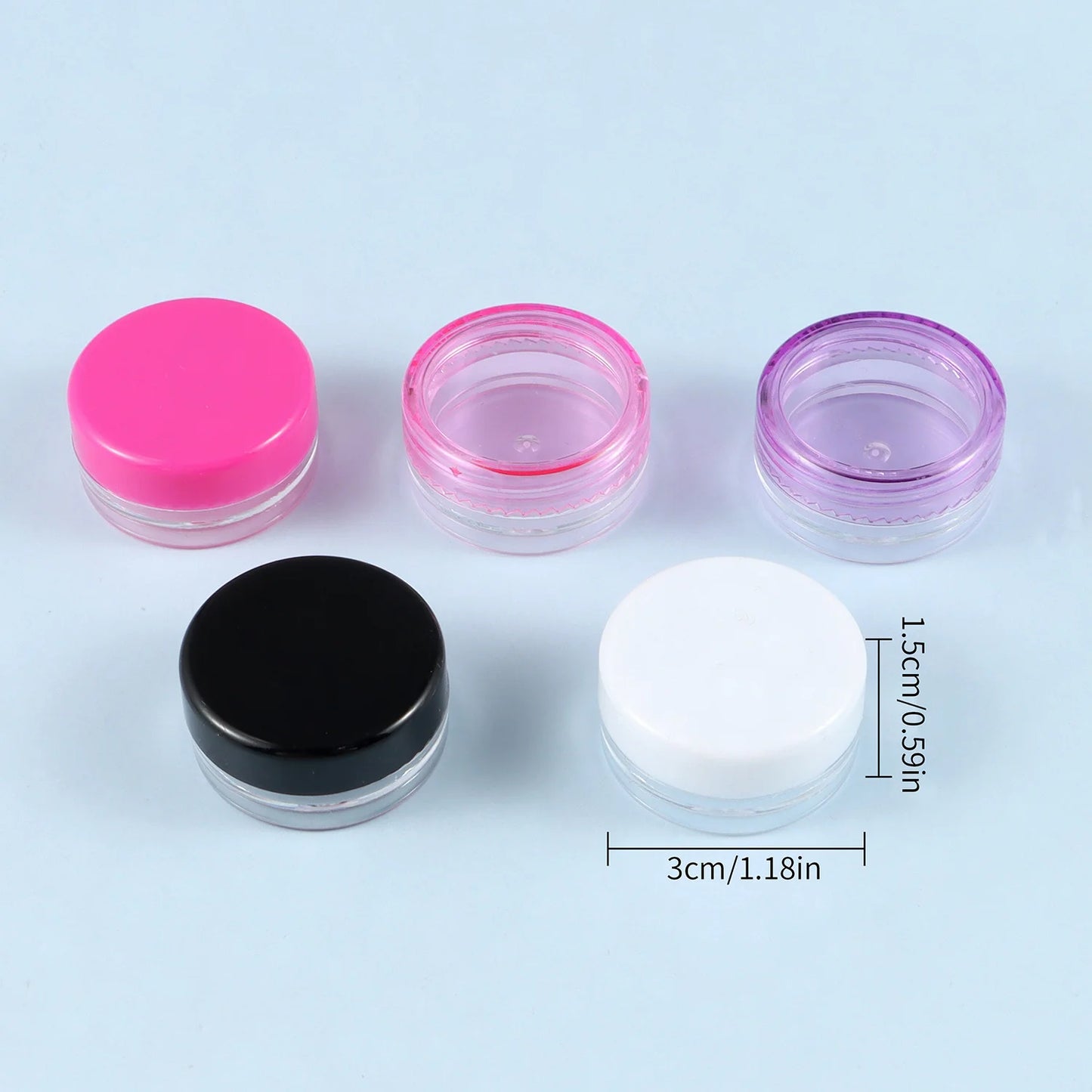 Mini Caja Plástico Redonda Translúcida para Almacenamiento Embalaje Joyería (3x1.5cm, A Prueba Polvo, Durable) (Lote 10 Unidades)
