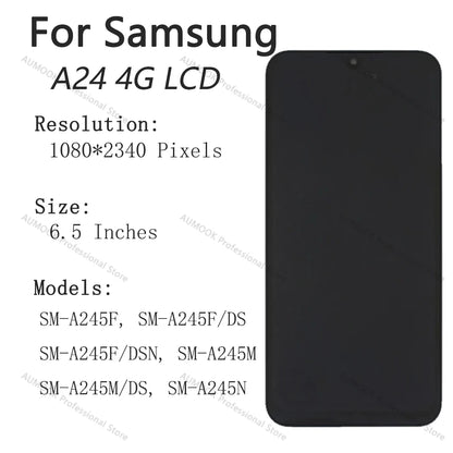 Pantalla LCD AMOLED para Samsung A24 A245, montaje de pantalla táctil digitalizador para Samsung A24 4G LCD A245F A245M A245N