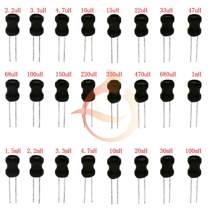 Kit Inductores Forma I (Tipo Choke) - Varios Tamaños y Valores (uH a mH) en Caja