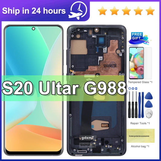 Pantalla TFT de calidad S20 Ultra con marco, para Samsung S20 Ultra G988B pantalla Lcd montaje de digitalizador con pantalla táctil reemplazar