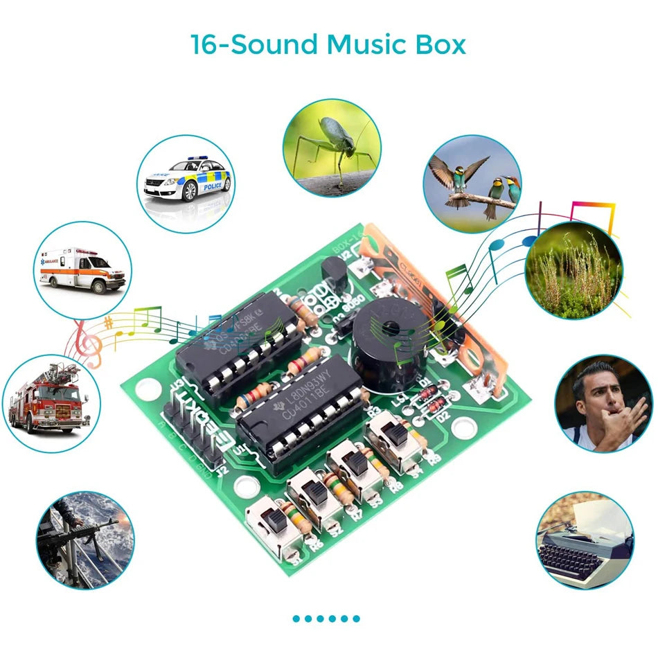 Kit DIY Módulo Electrónico Caja Musical 16 Tonos (BOX-16) para Práctica Soldadura Arduino