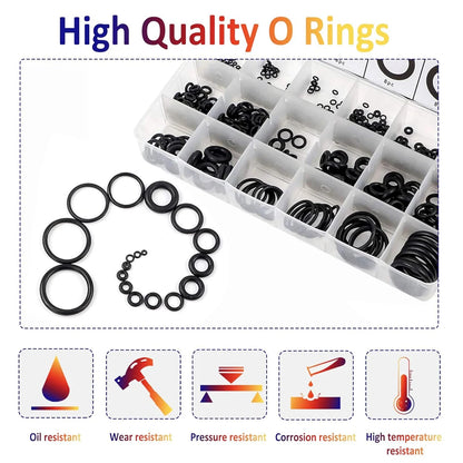 Set Surtido O-Rings Goma Nitrilo 32 Tamaños Universales (Junta Sello) para Plomería/Automotriz/Grifo Reparación (225/419 Piezas)