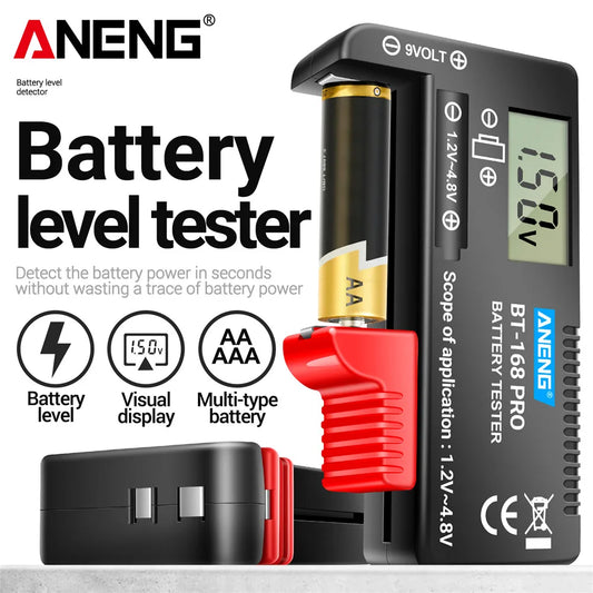Probador Baterías Digital ANENG BT-168 PRO (Analizador Carga Capacidad) Universal para 9V/AAA/AA/Pila Botón