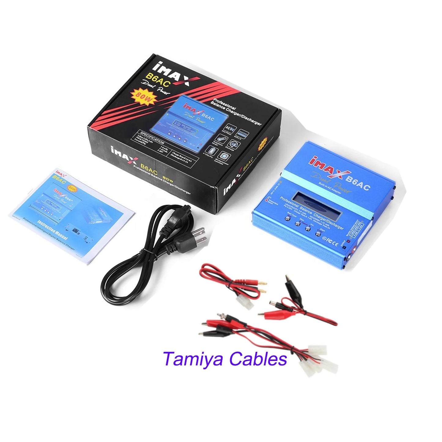 RC Charger IMax B6AC 80W  Lipo NiMh Li-ion Nicd Battery Balance Charger Digital LCD RC Discharger with15V/6A XT60 Charge Cable