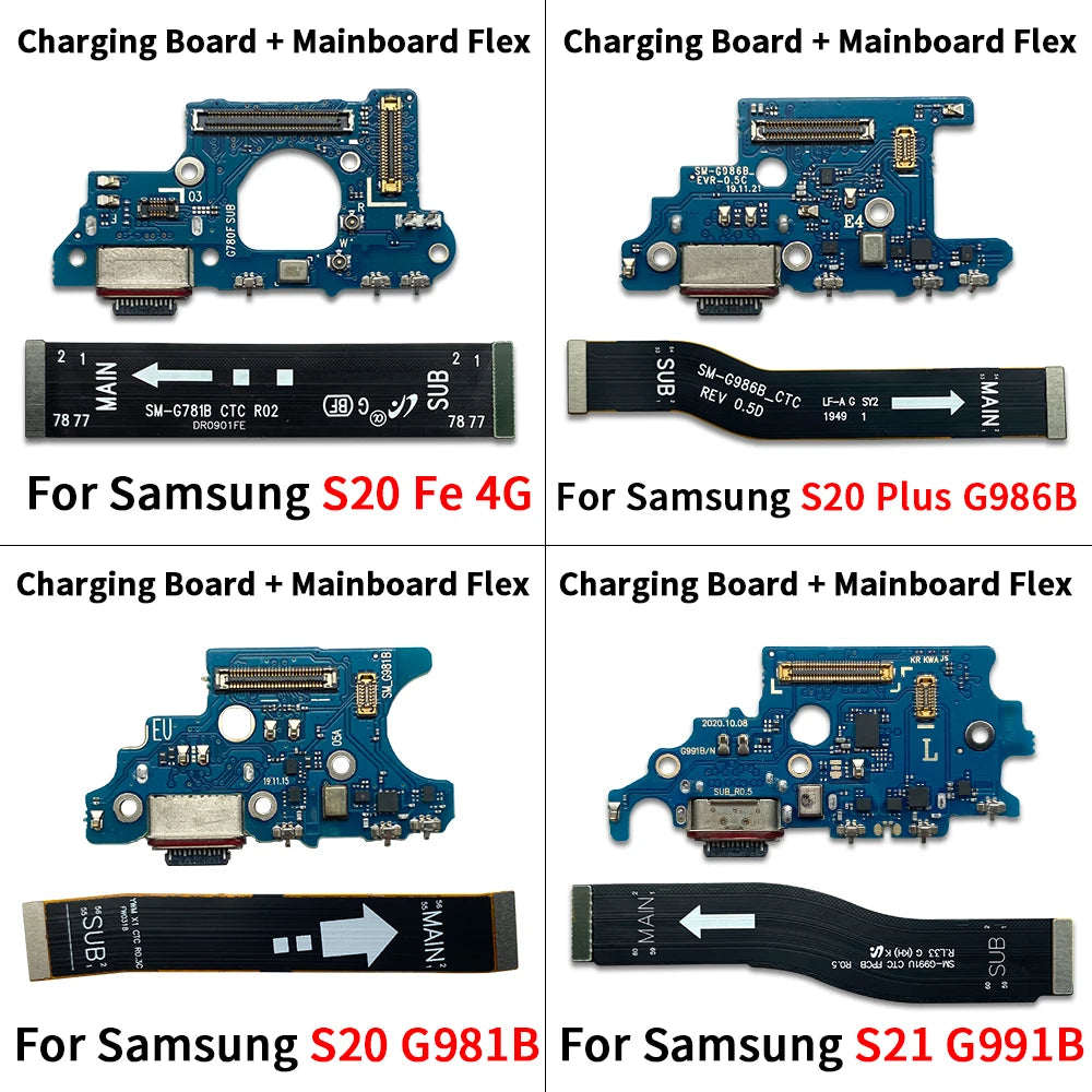 Cable Flex Conexión Placa Principal a Puerto Carga (Dock) para Samsung S20 FE 4G/S20+/S20 Ultra/S21 (Modelos G780/G98x/G991B)