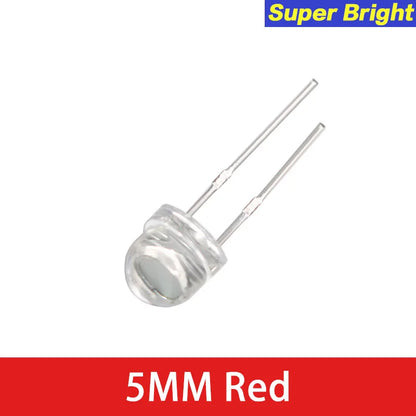 100PCS Super Bright 5MM LED Diode Straw Hat F5 0.2W Power Light Emitting Diodes Blue Green Red Yellow White