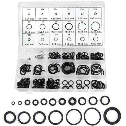 Set Surtido O-Rings Goma Nitrilo 32 Tamaños Universales (Junta Sello) para Plomería/Automotriz/Grifo Reparación (225/419 Piezas)