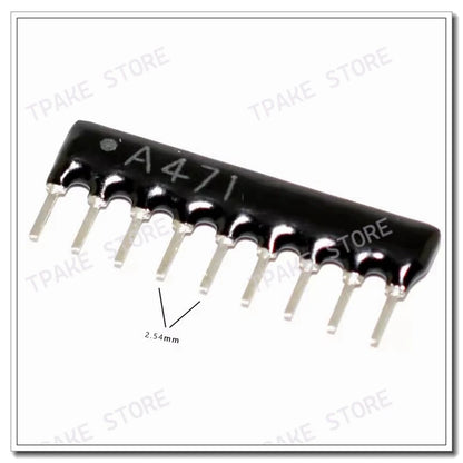 Resistor array 5/6/7/8/9PIN A102/152/202/332/472/512/103/203/223/333/104J 1K 1.5K 2K 3.3K 4.7K 5.1K 10K 20K 22K 33K 100K Ohm