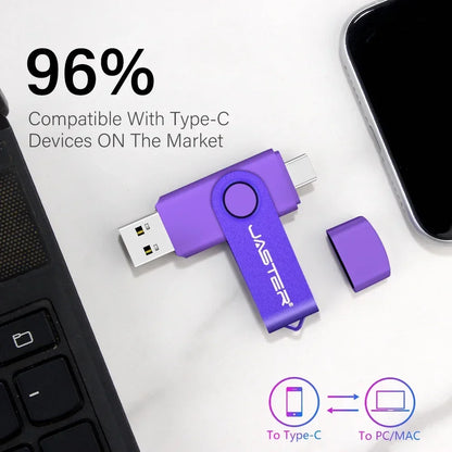 Memoria USB Flash Drive Pendrive Tipo C (32GB/64GB/128GB) con Llavero Regalo Empresarial