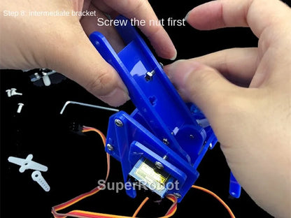 Kit Garra Brazo Robot Manipulador Mecánico Acrílico 4-DOF (Desarmado, para SG90/MG90S) Arduino STEAM