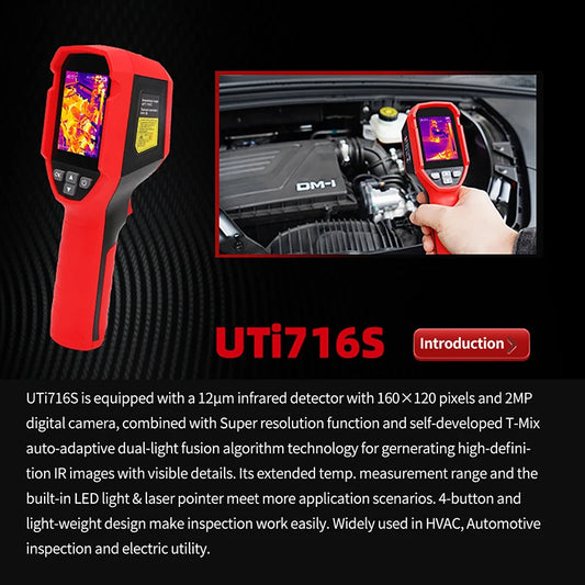 Termógrafo UNI-T UTi716S (160x120) - Cámara Térmica Portátil Inspección Equipos Calefacción/Automotriz