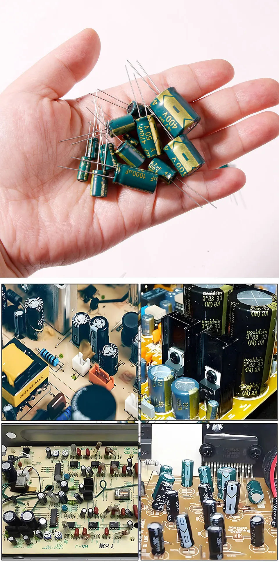 Kit Surtido Capacitores Electrolíticos Alta Frecuencia (10V-400V, 10uF-1000uF)