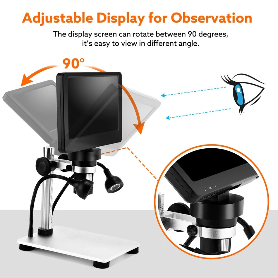 Elikliv EDM9 Pro 1200X HDMI Digital Microscope with 7'' IPS Screen 16MP Coin Soldering Electronic Microscope 32G for Windows Mac