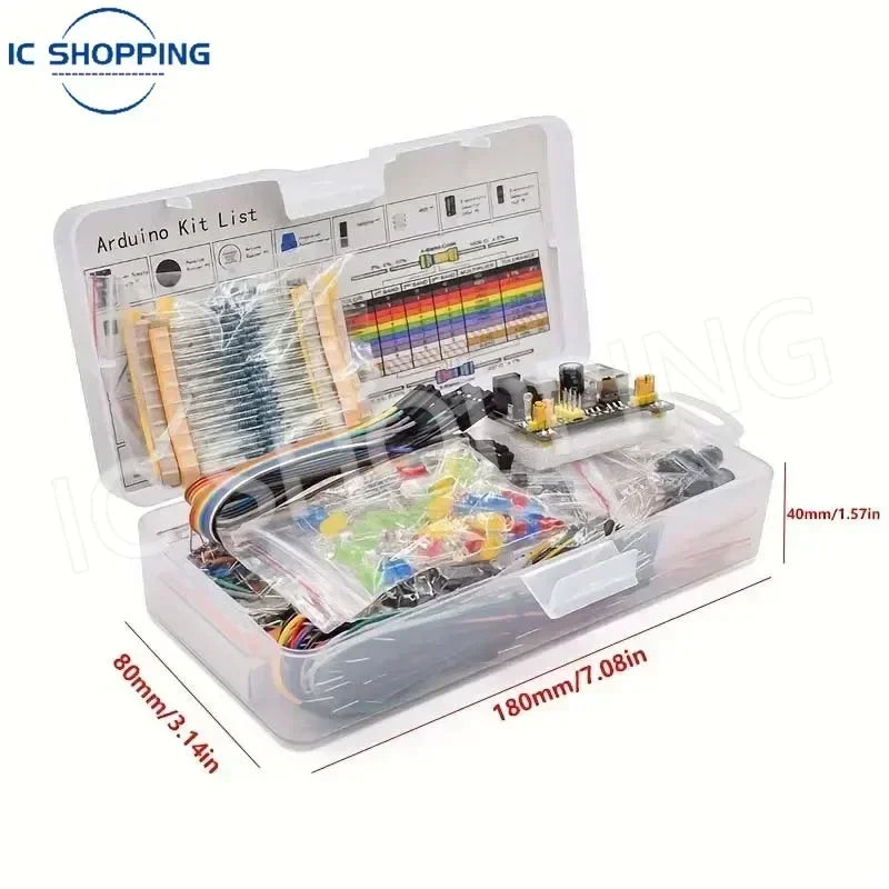 Kit Inicio Electrónica DIY (830 Piezas) para Arduino UNO R3 (Incluye Protoboard y Componentes)