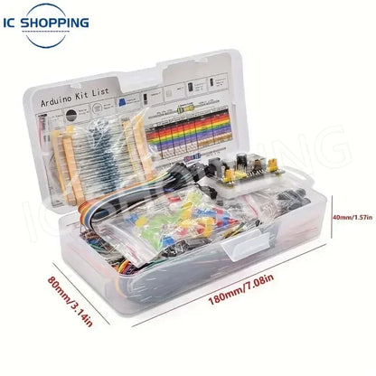 Kit Inicio Electrónica DIY (830 Piezas) para Arduino UNO R3 (Incluye Protoboard y Componentes)