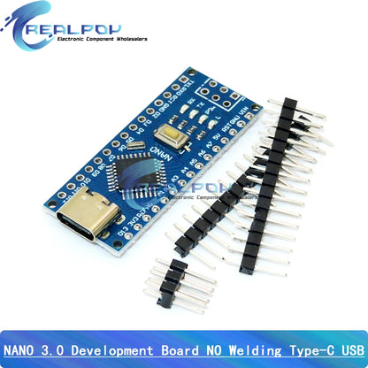 Placa Nano 3.0 (ATMEGA328P, 16MHz, CH340) con Bootloader (Puerto Mini/Tipo C/Micro USB) + Cable USB compatible Arduino