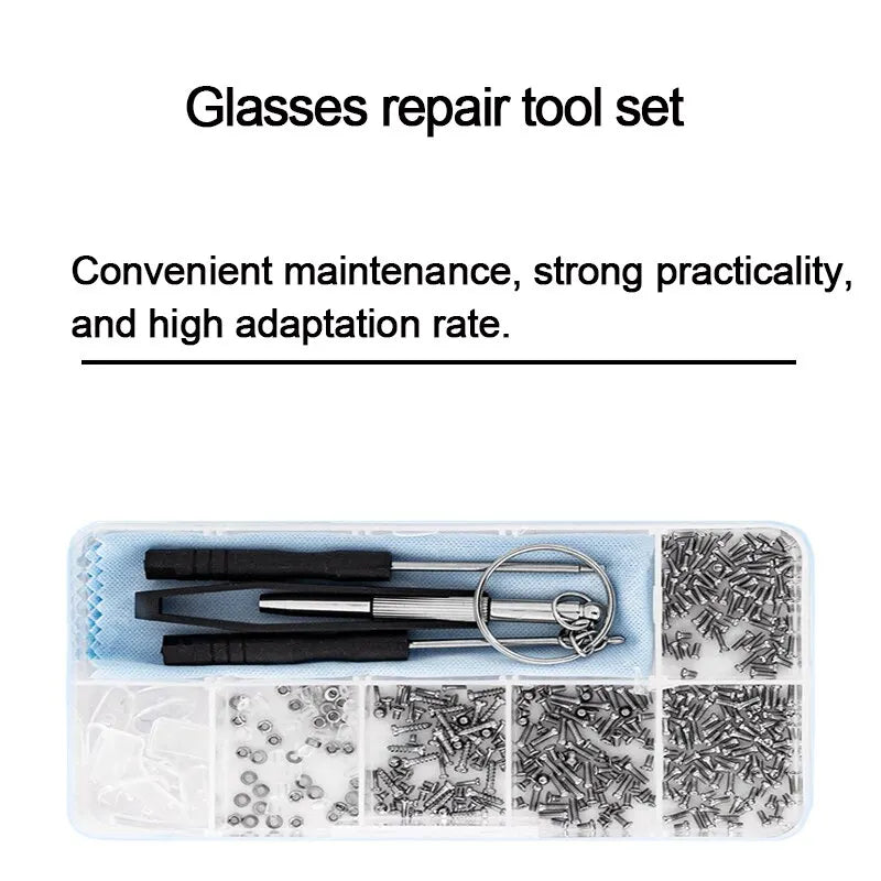 Kit Reparación Gafas/Lentes Sol (Destornillador, Tornillos, Tuercas, Almohadillas Nariz) Partes Ópticas Surtidas