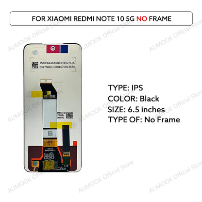 For Xiaomi Redmi Note 10 5G LCD Display Touch Screen Digitizer Assembly M2103K19G M2103K19C LCD Screen Replacement Repair Parts
