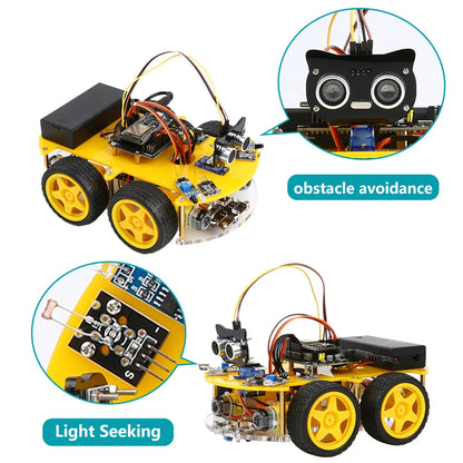 Kit Auto Robot Inteligente KUONGSHUN 4WD WiFi Multifunción ESP32 para Arduino