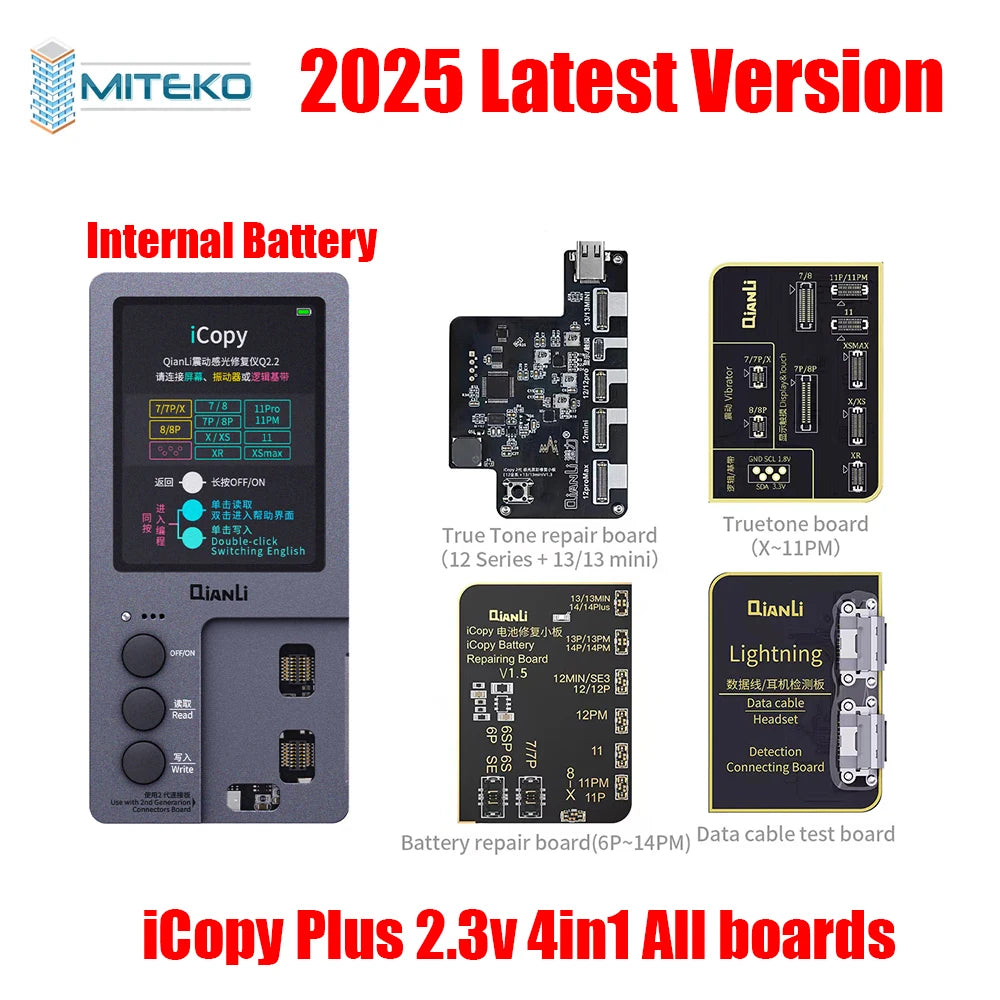 Qianli iCopy Plus 2.3v 2025 LCD Ture Tone Virbrator EEPROM Programmer Battery Testing Board Headset For iPhone 7- 11 12Pro Max