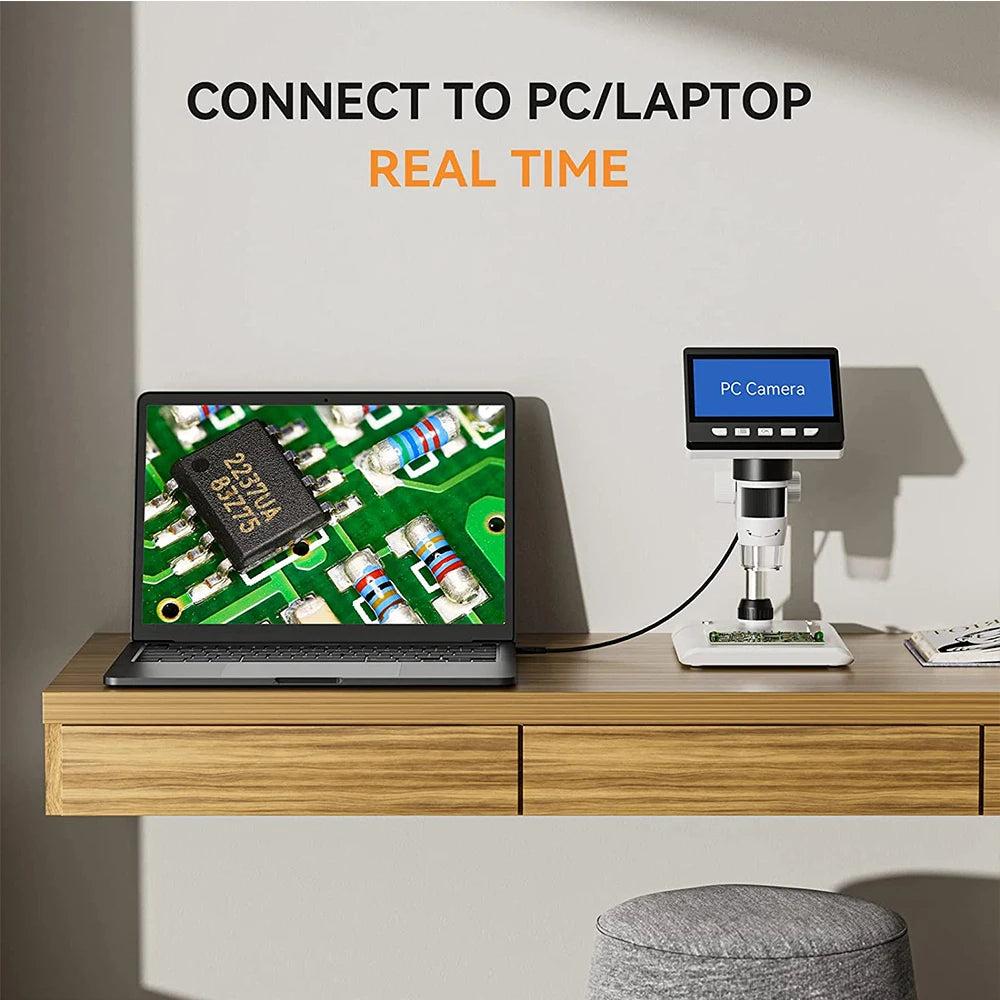 Elikliv EDM43 1080P Digital Microscope 4.3" IPS Screen Microscopes 1000x Entire Coin View Soldering Microscopio for PC Laptop