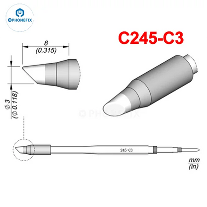 Puntas Cautín Soldador PHONEFIX Serie C245/C470 para Estación JBC / Mango Universal T245/T470 (Reparación PCB/IC)