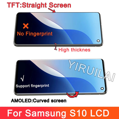 TFT probado S10 LCD para Samsung Galaxy S10 SM-G973F/DS G973U G973 LCD S10 pantalla LCD MONTAJE DE digitalizador con pantalla táctil reemplazo