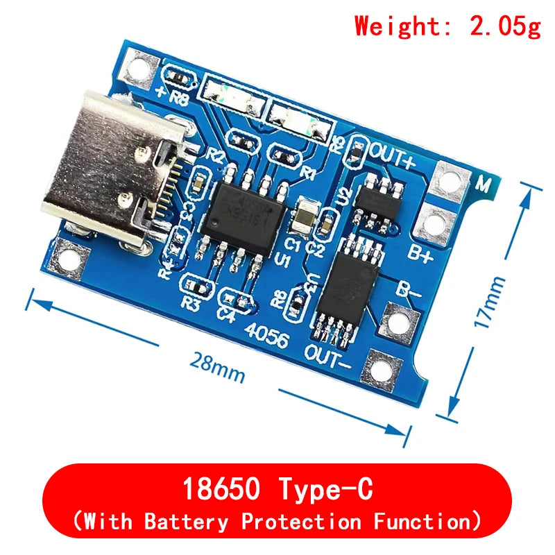Lote 10 Pcs Módulo Cargador Batería Litio TP4056 5V 1A 18650 con Protección Dual 1A Li-ion