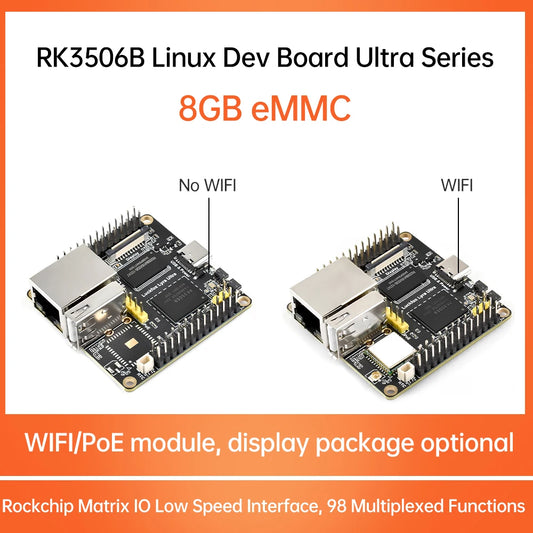 Placa Desarrollo Luckfox Lyra Ultra W (RK3506B, 8GB eMMC, WiFi6/PoE, Audio, DisplayPort, Linux)