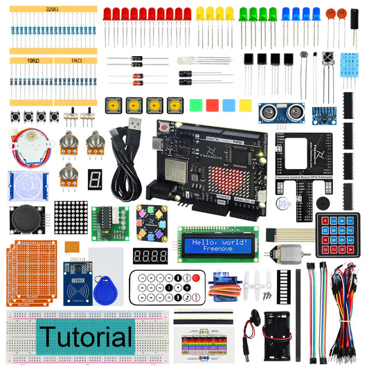 Kit Inicio Freenove Ultimate para Arduino UNO R4 WiFi Mini (V5, ARM Cortex-M4, 220 Items, 78 Proyectos, Tutorial 399 Págs)