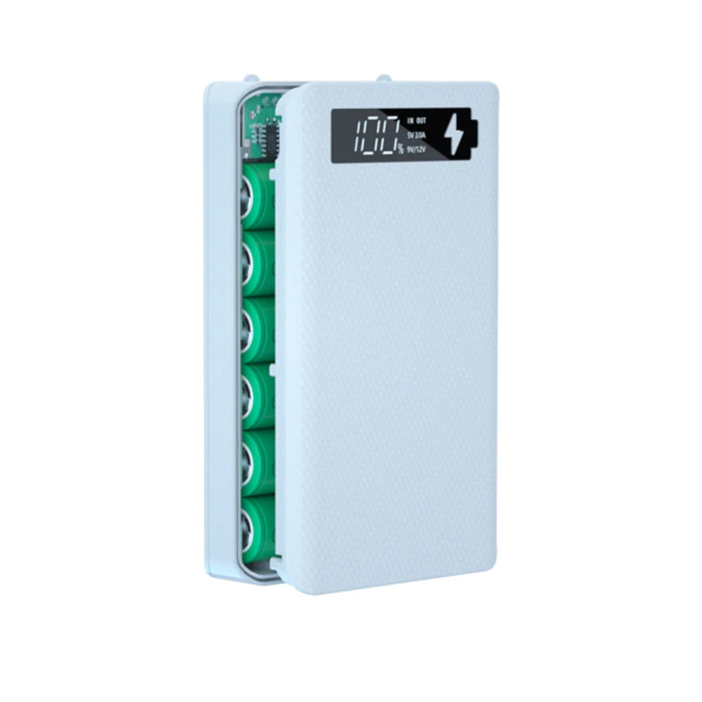 Caja Power Bank DIY Desmontable QC 3.0 (6x18650) Doble USB + PD (Soporte Batería 18650)