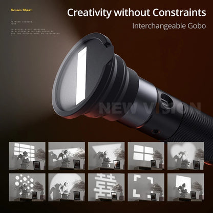 Linterna Proyector LED Sidande Photoolex (10W, 4 Colores) con Batería 8400mAh y Rosca 1/4"