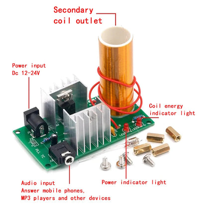 Kit DIY Bobina Tesla Divertida con Arco y Audio - Producción/Ensamblaje Electrónico Experimental (Soldar)