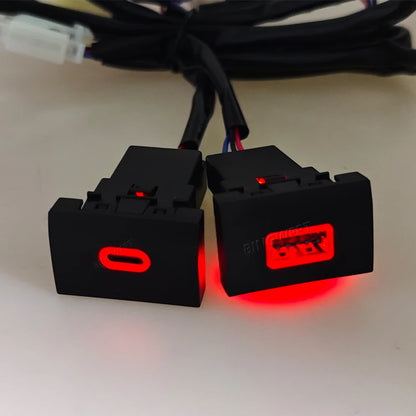 Cargador Auto Rápido QC3.0 + USB-C PD Socket Interfaz con Botón para VW Polo (2011-2013)