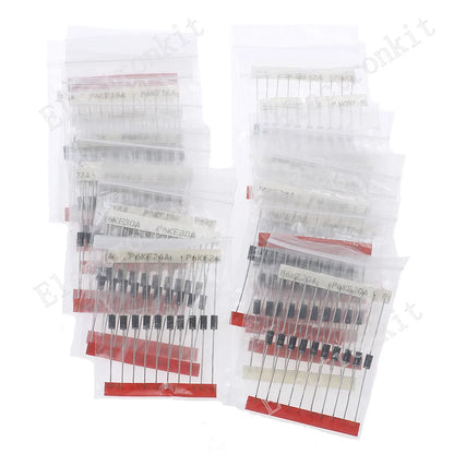 Kit Surtido Diodos TVS P6KE DO-15 - 21 Valores (5A a 47A) (Total 210 Piezas)