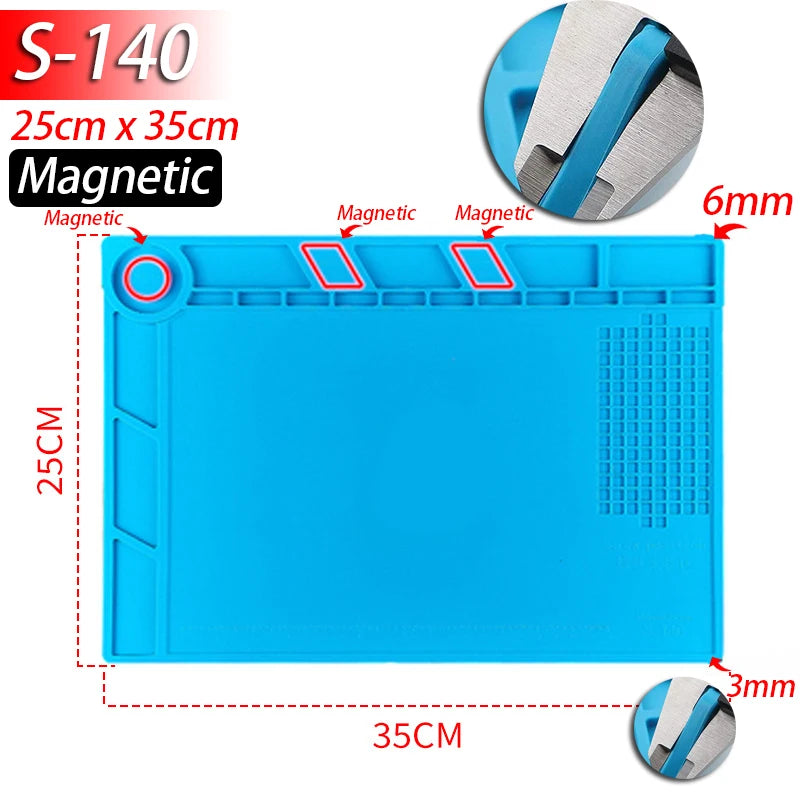 Alfombrilla Soldadura ESD Resistente Calor (932°F/500°C) Plataforma Mantenimiento Reparación Computadora/Teléfono Kit Herramientas